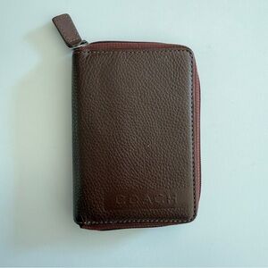 Coach Brown Leather Zip Around Wallet / Passport Holder